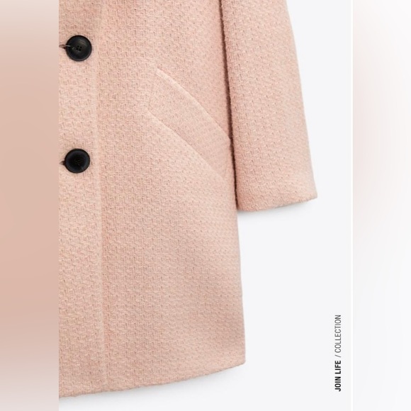 NWT Zara Pink Textured Weave Coat XS - Picture 3 of 6